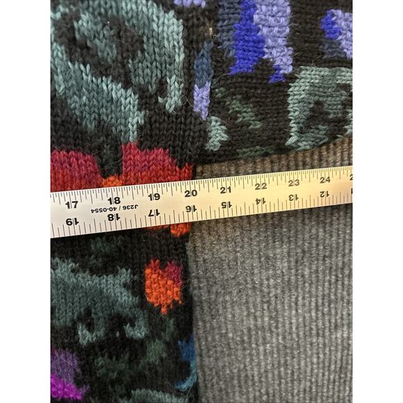 Peruvian Connection Womens Floral Art To Wear Cardigan Sweater Sz Medium Alpaca - Picture 6 of 7
